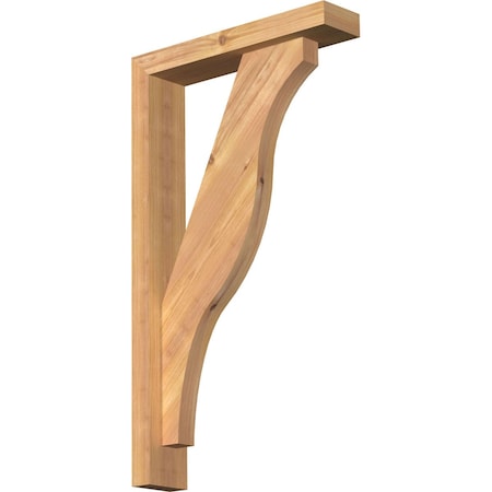 Ekena Millwork Funston Block Smooth Bracket w/ Offset Brace, Western Red Cedar, 3 1/2"W x 16"D x 28"H BKT0402X16X28FST05SWR